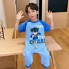Pijama Infantil de Peça Única Kapibala Verão Manga Curta Roupa de Casa Infantil Roupa para Ar Condicionado Crianças Maiores Saco de Dormir para Bebê Roupa Externa