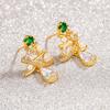 Brincos de Árvore de Natal Outono e Inverno com Zircônia em Gota d'Água para Mulheres, Brincos Elegantes de Luxo Leve, Brincos para Mulheres, Presilha de Orelha de Natal