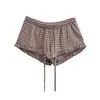 Shorts a Cuadros con Volantes y Lazo Ajustados para Chica Hot Deseo Puro Verano 2026 Nuevos Pantalones Cortos Sexy Europeos y Americanos que Resaltan la Cadera para Mujer