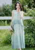 Nuevo Vestido Elegante de Estilo Chino Nacional con Degradado sin Mangas Verano 2026 Nuevo Vestido Largo Casual Holgado para Mujer