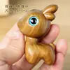 Talla de Sándalo Verde Ciervo Lindo Animal Ciervo Lindo Devorador de Sueños Creativo Escritorio Hecho a Mano Artesanía de Madera Adornos