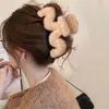 Accesorio para el cabello de pinza de tiburón marrón, de bajo volumen, esponjoso, para peinado semi-recogido, pinza grande de oso para el cabello, pinza de garra con orejas de gato y borla elegante para mujer