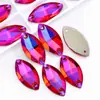 Accesorios de Diamante Irregulares Cosidos a Mano con Borde Biselado de Vidrio Marquise Hebilla Plana Galvanizada Fondo Plano Artículos Creativos para Decoración de Zapatos, Sombreros y Ropa DIY