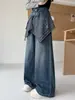 Pantalones de Mezclilla de Pierna Ancha con Parches a Cuadros para Niñas, Pantalones Largos Casuales Sueltos de Primavera y Otoño, Estilo de Moda Tendencia para Niñas Mayores