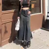 Saia Jeans Rasgada Retrô Feminina Primavera Outono 2026 Nova Cintura Alta Emagrecimento Cobre os Quadris Linha A Bodycon Cauda de Peixe Longa