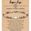 Pulsera de cuentas esmeriladas negras de acero inoxidable con nuevo diseño transfronterizo de 4 mm con flor de cebra en polvo, pino emperador púrpura y ojo de tigre amarillo