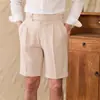 Pantalones cortos de verano para hombre estilo italiano Nápoles, pierna recta, pantalones de traje de caballero estilo británico hasta la rodilla