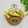 Cestas de Flores de Parede, Vasos de Flores, Cestas Suspensas, Decorações de Parede Tecidas para Interior e Exterior, Tecelagem de Bambu de Parede, Arte em Rattan Puramente Feita à Mão, Rattan de Imitação
