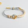 Pulsera tejida de nudo mandala hecha a mano diy cuerda de mano con nudo de flor de melocotón rosa puede usar cuentas de la suerte accesorios de joyería pulsera
