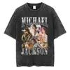 Camiseta Gráfica Vintage Lavada de Michael Jackson, Icono Pop para Hombres y Mujeres, Camiseta Retro Gótica Rock para Hombres