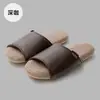 Pantuflas de casa de punta abierta para mujer, otoño, interiores, antideslizantes, transpirables, suela suave, silenciosas, de cuero, para el suelo, para hombre, invierno, venta al por mayor