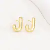 Pendientes de letras de burbuja lisas con baño de cobre y oro real transfronterizos, moda, temperamento, Joker, nuevos pendientes exquisitos, venta al por mayor