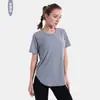 Roupa de Yoga Nova Transfronteiriça Manga Curta Feminina Tamanho Grande Divisão Curva Roupa de Fitness Solta Alta Elasticidade Esportiva Secagem Rápida