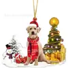 2022 Novo Produto Transfronteiriço Criativo Enfeites de Natal Cachorro Boneco de Neve Presentes de Natal Enfeites de Carro Planos em Acrílico