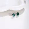 Brincos Quadriláteros Geométricos Verdes Elegantes e Simples, Modernos e Estilosos, com Pino de Prata 925, Sensação de Alto Padrão