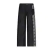 Calça Jeans Reta com Patchwork Estilo Rua Asiática Urso Mágico Calça Casual Americana Solta de Perna Larga