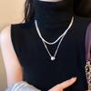 Corrente de suéter de ervilhas brilhantes de camada dupla, colar feminino de outono e inverno, corrente de suéter, estilo ocidental, acessórios longos da moda