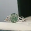 Anillo Huajie incrustado con huevo de ágata musgosa joyería de alta calidad con accesorios para fiestas diarias venta directa