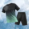 Traje Deportivo Casual de Gradiente para Pareja de Verano, Traje Transpirable de Seda Helada, Ropa Deportiva de Talla Grande de Moda Casual para Hombres y Mujeres