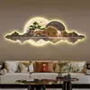 Paisagem Atmosférica Nova Chinoiserie Sala de Estar Pintura Decorativa Luminosa LED de Alta Qualidade Fundo de Sofá Parede Mural de Escritório