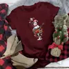 Camisetas Casuais Divertidas Femininas Gola Redonda Camiseta de Natal Gola Redonda