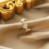 Anillo Ladrillo de Diseño Nicho de Alta Gama Lujo Accesible para Mujer Moda Europea y Americana Creativo Zirconia Chapado en Oro Anillo Abierto Ajustable