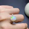 Anillo de Ópalo Natural Súper Hermoso Hecho a Mano con materiales cuidadosamente seleccionados, buen cristal, piedra principal completamente de color fuego 10x12mm
