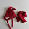 Gorro de Lana Flocado Rojo para Niños y Niñas, Gorro de Punto de Invierno con Protección para las Orejas, Set de Bufanda, Gorro Cálido y Lindo para Bebé