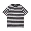 Bei Jie Roupa Masculina 2026 Verão Nova Camiseta Listrada Desgastada Masculina Gola Redonda Manga Curta Camiseta Solta de Manga Curta