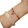 Pulsera de la Suerte con Ágata Blanca y Calcedonia, Hebilla Ping An de Marca Lucky, Cuerda Roja para Cumpleaños de Mujer, Año Nuevo, Tejido a Mano, Mejor Amigo, Pareja