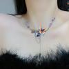 Elegante collar con borlas de flores y hojas para dama, elegante y a la moda, con cadena para clavícula, dulce y fresca.