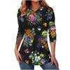 Popular transfronterizo Amazon AliExpress temu Camiseta casual de manga larga con botones para mujer europea y americana Top con cuello en V estampado en 3D