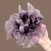 Lazo de malla con adornos de pedrería, scrunchie grande para mujer, nuevo modelo 2026, super grande, tacto de alta gama, accesorio para el cabello para peinado de moño