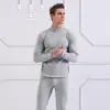 Traje de ropa interior para hombre de otoño e invierno, cuello redondo medio alto, para mediana edad y ancianos, delgado, cálido, ropa de otoño, pantalones largos, suéter