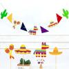 Carnaval Mexicano Decorativo Cor Flor Cacto Triângulo Cavalo Chapéu Microfone Bolo Cartão