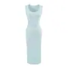 808-2026 Primavera/Verano Nuevo Vestido Camiseta Ajustado con Ceñidor en la Cintura Estilo Europeo y Americano Sexy Cuadrado Bodycon