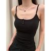Camisole de Fleece Escovado com Botões Vermelhos para Mulheres, Camada Interna de Roupa para Outono e Inverno com Bojo, Top Quente Tendência