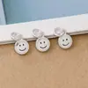 Colgante de cara sonriente de doble cara finamente elaborado en plata de ley s925, mini dije redondo de 5.3 mm, colgante con expresión de sonrisa, accesorio para pulsera DIY