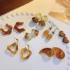 Nuevos pendientes geométricos de ámbar con accesorios Maillard, otoño e invierno, de alta calidad, de lujo, retro, marrón.