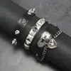 Set de 3 Piezas de Pulseras Anchas de Cuero Multicapa de Moda Europea y Americana de Venta Caliente Transfronteriza con Remaches Dominantes Personalizados Pulseras Punk Hip-Hop