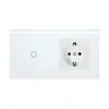 Tomada de Interruptor Inteligente Tuya Zigbee Padrão Europeu Ozon Transfronteiriço Painel de Interruptor de Vidro Suporta Controle de Voz Alice