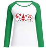 Dia dos Namorados Camiseta Feminina de Manga Longa Dia dos Namorados Amor Estampado Três Anões Algodão Raglan Manga Longa Atacado