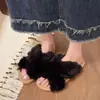Moda de Celebridad de Internet Estilo Explosión Estampado de Leopardo Pantuflas Peludas para Mujer Ropa Exterior de Otoño e Invierno 2024 Nuevo Moda Ins Suela Gruesa Casual Hogar