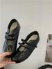 2025 Nuevos Zapatos Mary Jane Rojos Retro Franceses para Mujer con Velcro Casual Zapatos de Ballet Planos Pequeños de Cuero