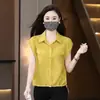 Camisa sin mangas para mujer, Nuevo diseño Verano 2026, Camisa con cintura de cordón, Top corto moderno y elegante para mujer