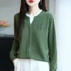 Chegada Nova Outono 2026 Tricô Feminino Gola Redonda Cardigã Falso de Duas Peças Suéter Jacquard Suéter Feminino Blusa Color Block