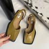 Sandálias Fechadas Estilo Fada para Mulheres, Novidade de Verão 2026 Personalidade de Nicho Sapatos Romanos Quadrados de Salto Baixo para Combinar com Saias
