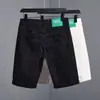 Pantalones Cortos de Mezclilla Negros de Alta Gama para Hombre, Marca Europea de Moda, Elásticos Ajustados de Largo Medio Casuales, Estilo Delgado de Verano