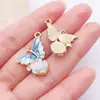 Incrustaciones de Perlas con Diamantes, Camelia, Mariposa Colorida, Aleación con Goteo de Aceite, Accesorios para Joyería DIY, Collar, Pendientes, Llavero
