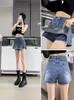 Shorts de Mezclilla de Cintura Alta Pantalones Falda para Mujer Spice Girls Primavera y Otoño 2024 Nuevos Retro Adelgazantes Falsos de Dos Piezas Pantalones Calientes de Moda